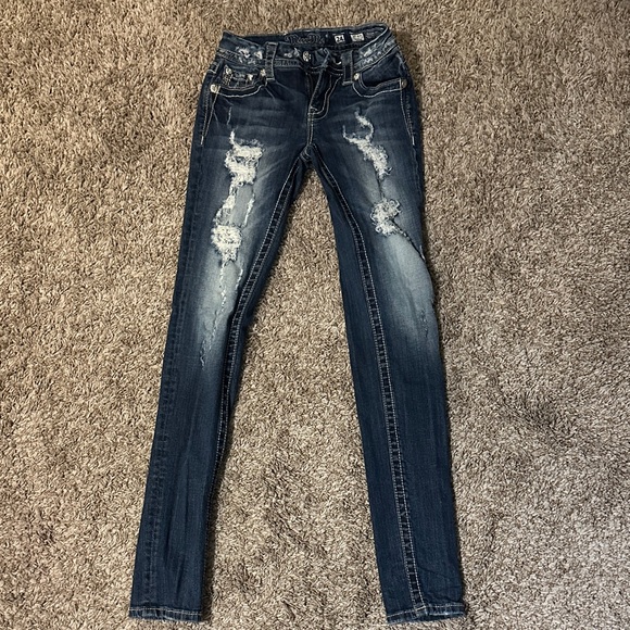 Miss Me Denim - Miss Me Dark Blue Distressed Skinny Jeans